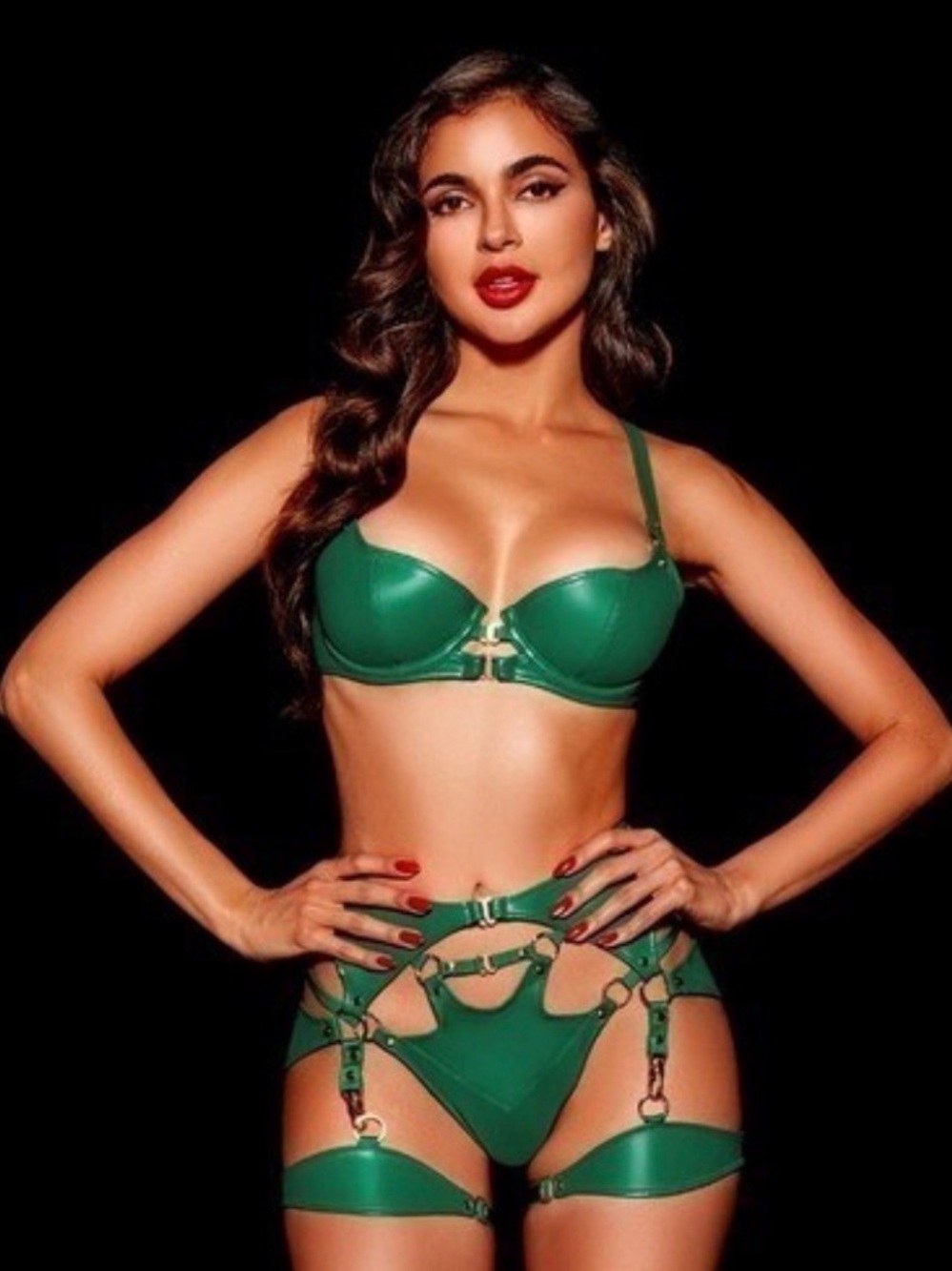 Honey Birdette Jael Emerald Green Suspender Garter